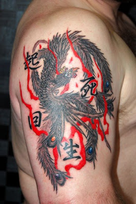 phoenix tattoo,kanji tattoo