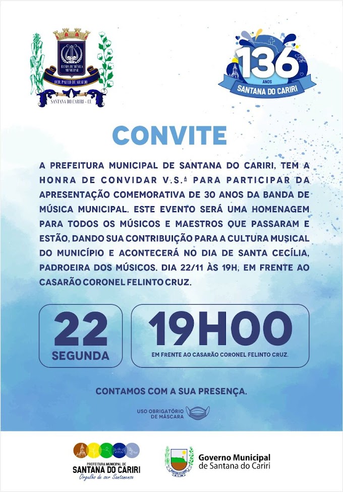 Prefeitura De Santana Do Cariri Comemora Hoje 30 Anos Da Banda De Música.