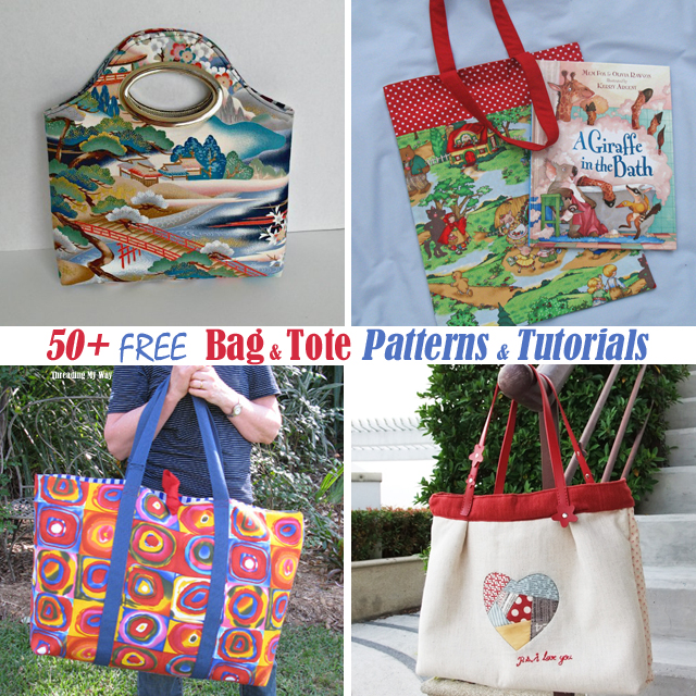 50+ Free Bag & Tote tutorials & patterns - handbags, beach bags, messenger bags, tote bags, carry all bags, book bags and grocery bags. Threading My Way