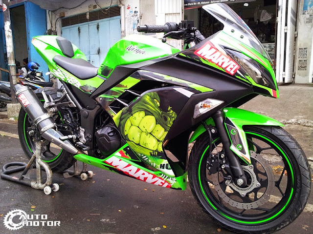 Gambar Modifikasi Motor Kawasaki Ninja 4 Tak Hijau