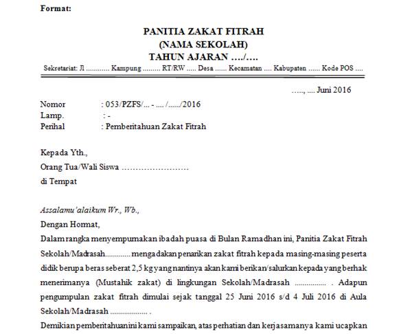 Contoh Surat Himbauan Zakat Fitrah Contoh Surat