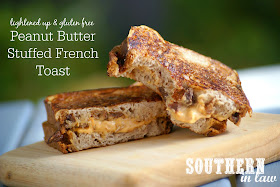 Healthy Peanut Butter Stuffed French Toast Recipe on Cinnamon Raisin Bread - gluten free, low fat, healthy, sugar free, clean eating friendly