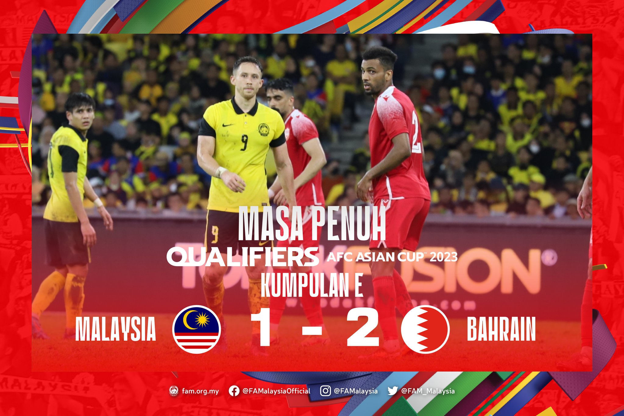 Keputusan Perlawanan Malaysia VS Bahrain (Kelayakan Piala Asia 2023)