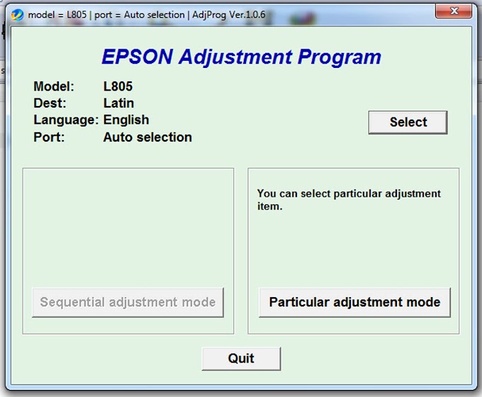 Epson L805 Resset (Solve Ink pad is at the end of the service life. Please contact Epson Support.