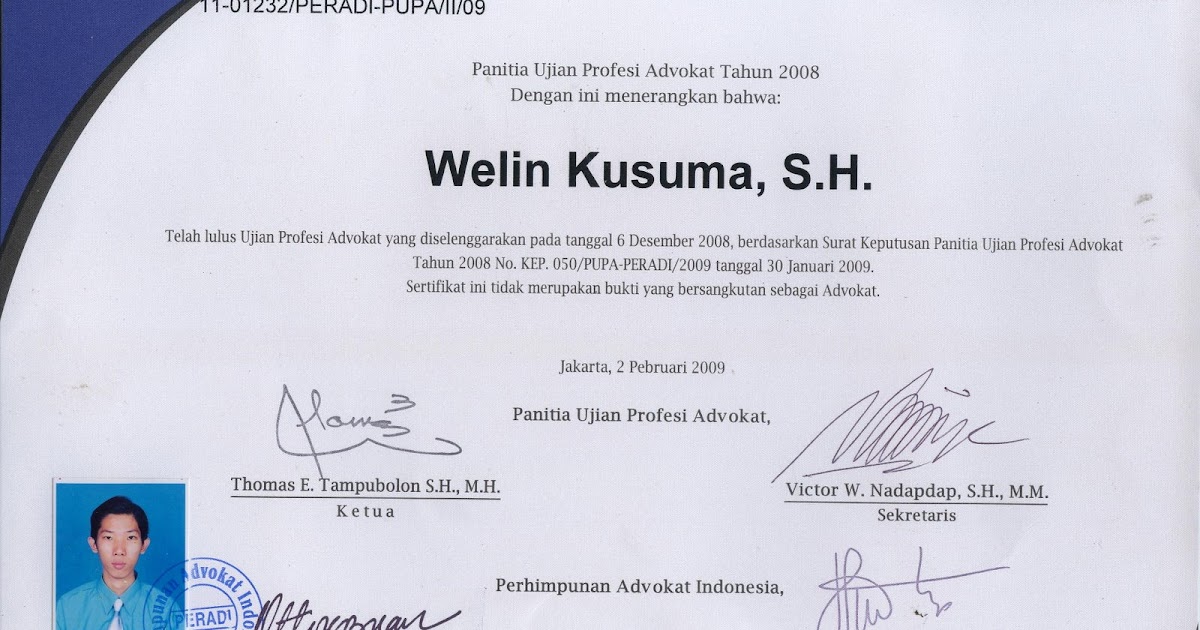 Welin Kusuma: Profesi Advokat