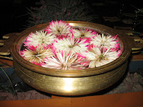 Chrysanthemums floating in water