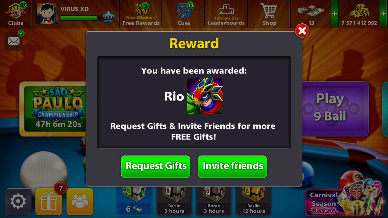 Free Rio Avatar in 8ballpool. ~ VIRUS XD - 