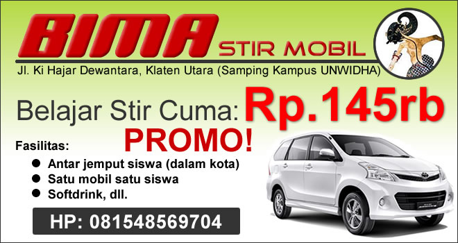 BIMA STIR MOBIL, Kursus Stir Mobil Murah di Klaten  IKLAN 