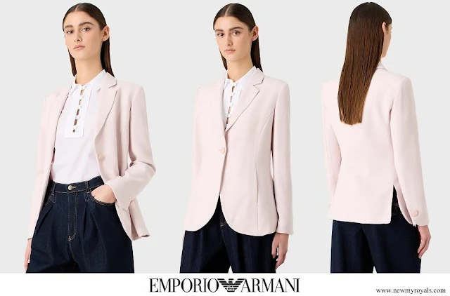 Princess Charlene wore EMPORIO ARMANI Froisse viscose lapel jacket