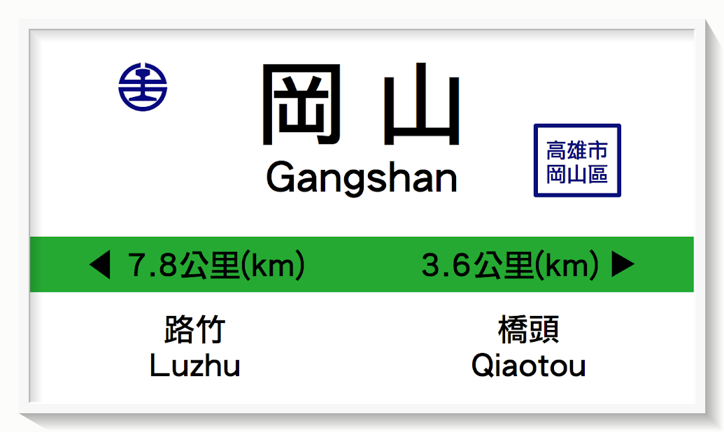 台湾鉄路岡山駅表示板イメージ