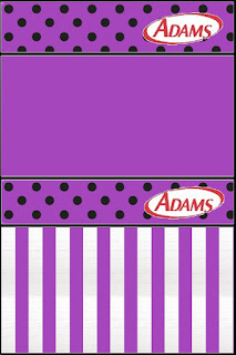 Black Polka Dots in Purple Free Printable Adams Gum Labels.   