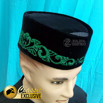 Peci Nasional Motif Green Flowers