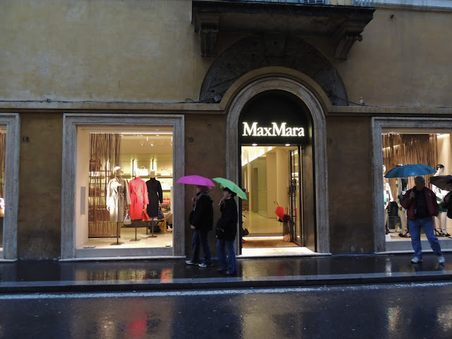 MaxMara store in Rome, Italy, in the rain