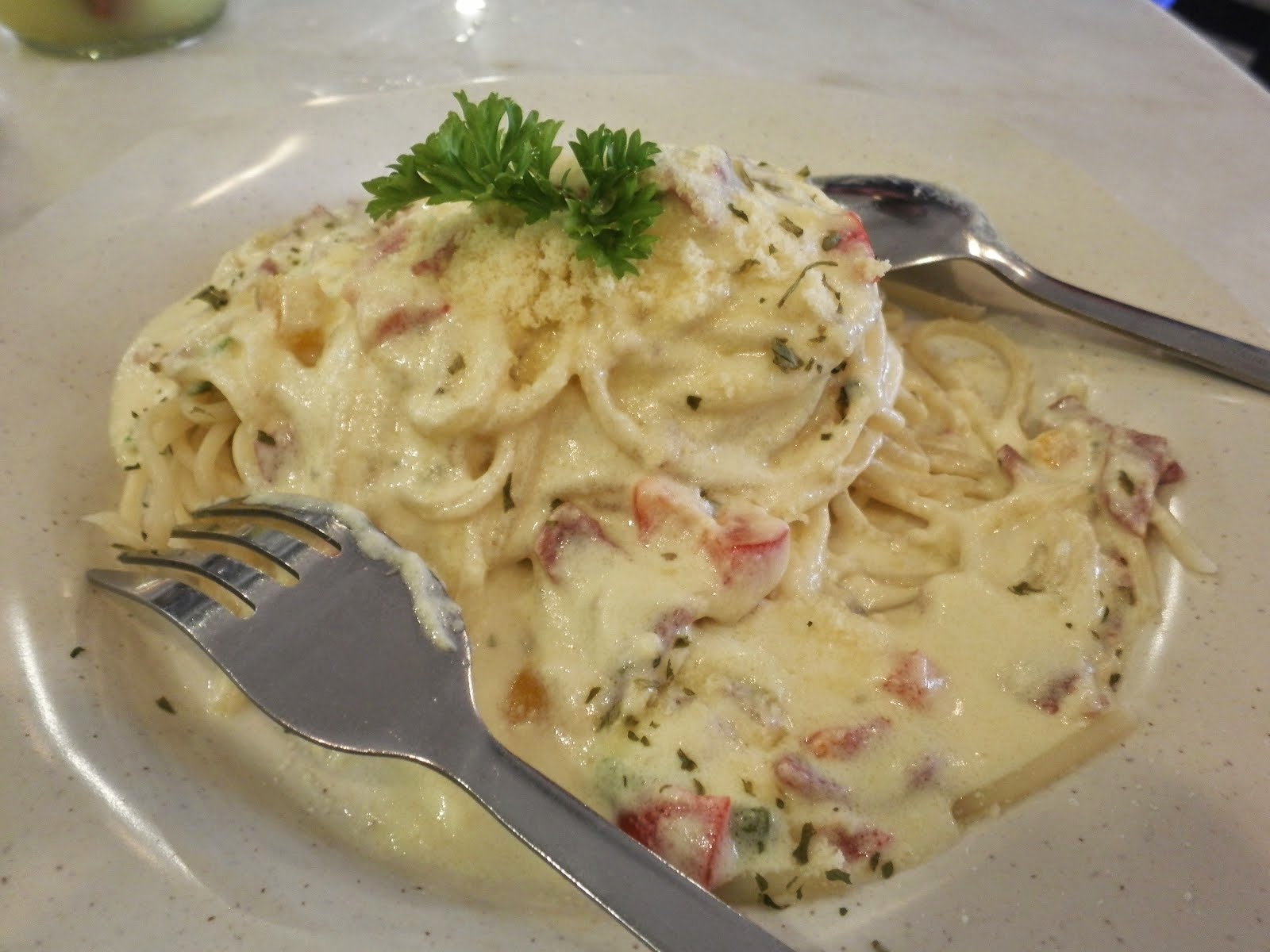 RESEPI SPAGHETTI CARBONARA MUSHROOM BERKRIM  Coretan 