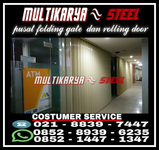 Gambar untuk pusat informasi tentang daftar harga pintu folding gate, pintu harmonika, rolling door, rolling door one sheet dan rolling door industri otomatis harga murah untuk seluruh wilayah di Indonesia. Kami Multikaryasteel adalah Distributor, supplier, kontraktor dan produsen pintu folding gate, pintu harmonika, rolling door, rolling door one sheet dan rolling door industri otomatis dengan specifikasi bahan dan harga pabrik yang relatif murah dan berkwalitas