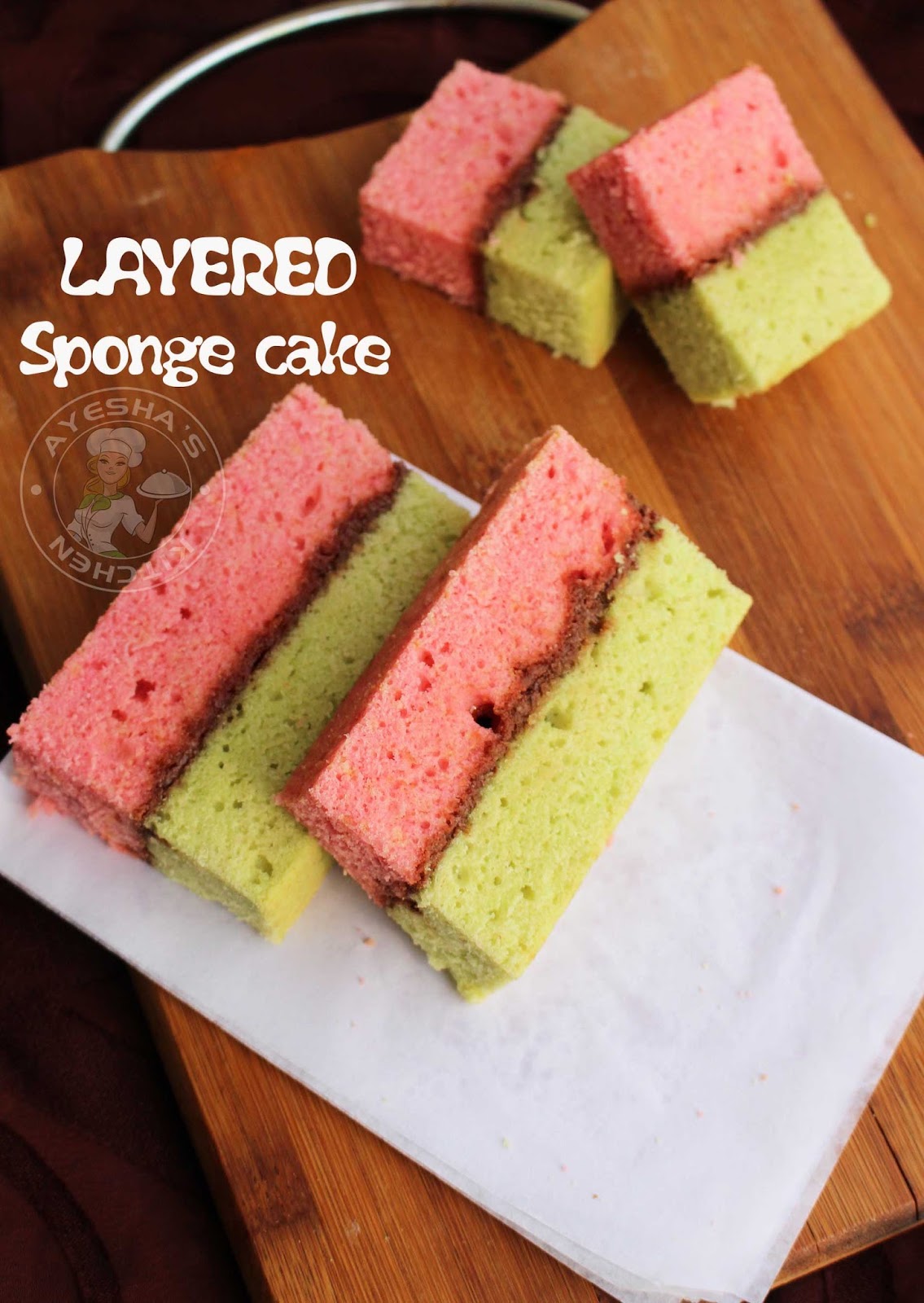 SPONGE CAKE - BAKING OF COLORFUL CAKE IN A SINGLE PAN