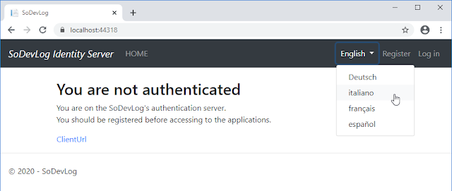 Secure Token Service - Server d'authentification pour application Web - Page d'Accueil