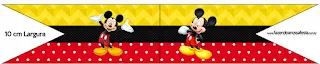 Mickey in Yellow, Zigzag and Red Background: Free Party Printables.