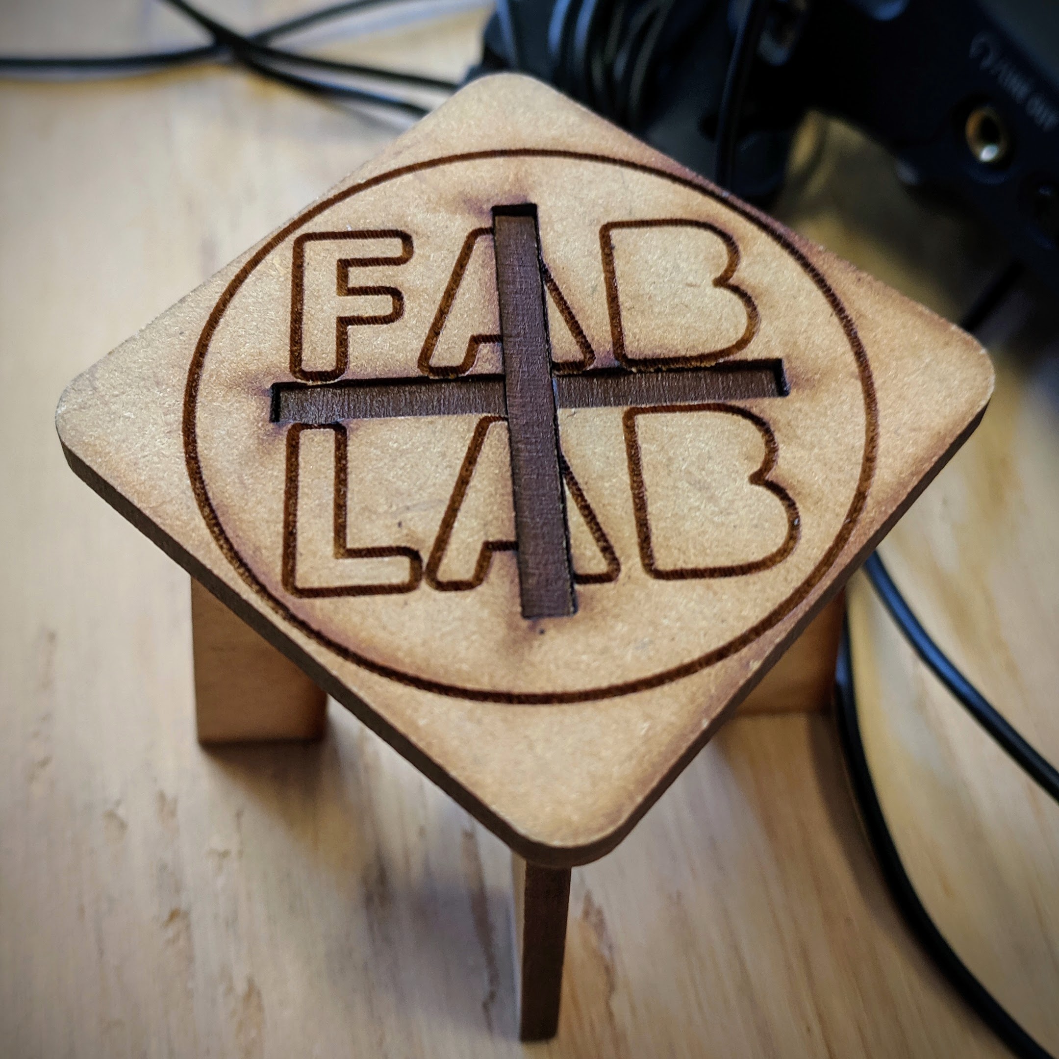 Fab Lab laser printed desk sign