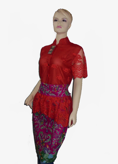 Model Baju Batik Wanita Setelan Rok  Kebaya Brokat 