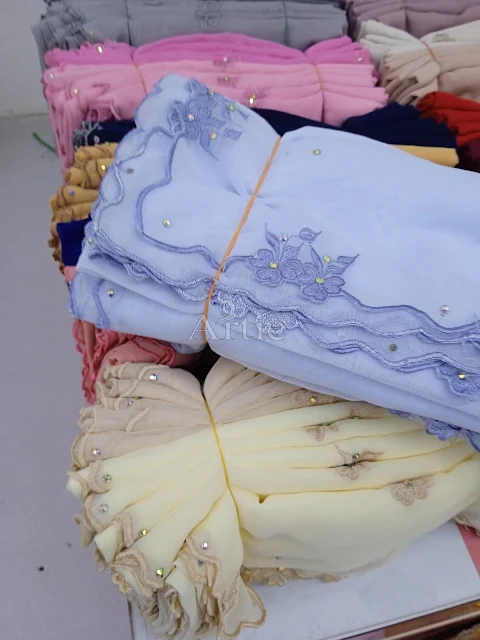 Tudung bawal sulam jenama sendiri cotton voile