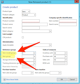 Highlighted Item model group and Item group on the New Released products form