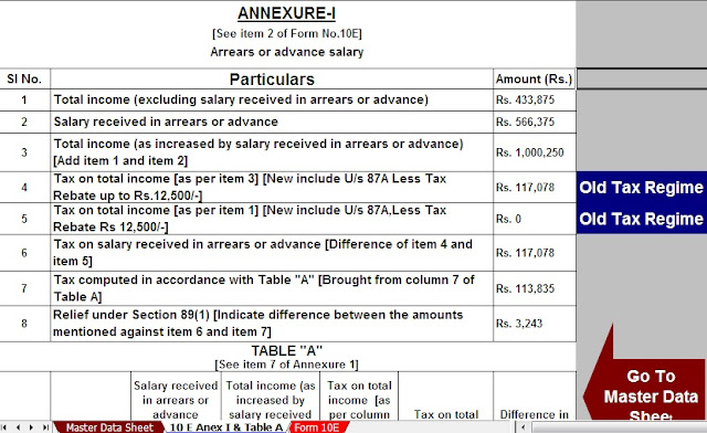 How to file 10E in the new income tax portal?