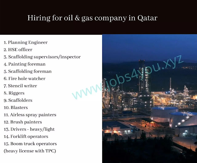Hiring for oil & gas company in Qatar