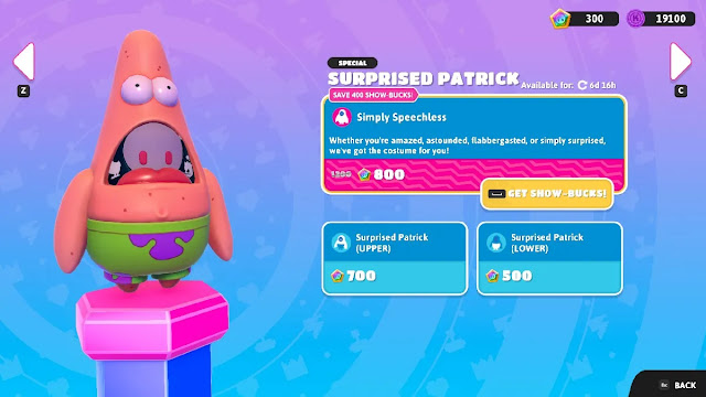 Surprised Patrick Costume in Fall Guys