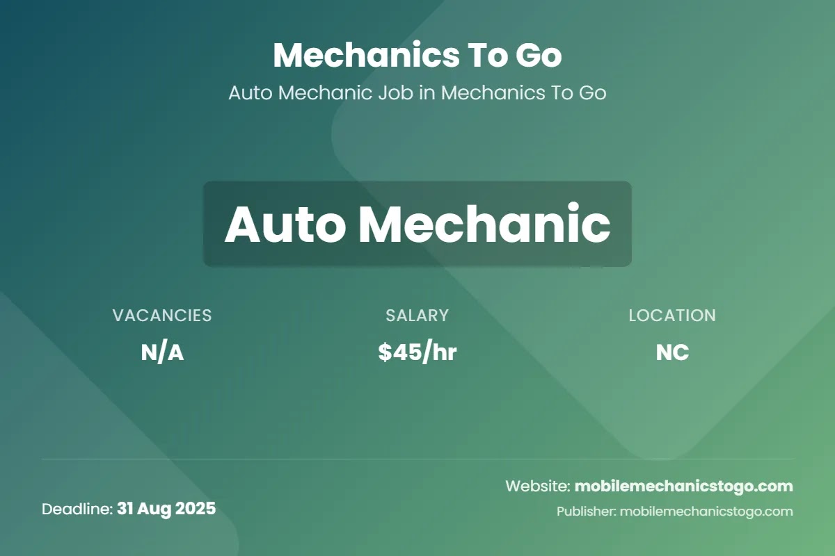 Auto Mechanic Job in Mechanics To Go