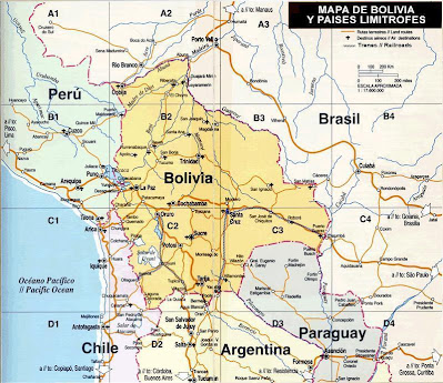 Dibujo del Mapa Físico de Bolivia a colores