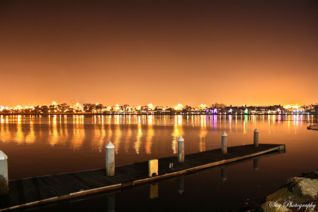 Overlook of the Queensway Bay from Marina Green Park at Long Beach Marina / Harbour, California, Downtown. Shoreline Aquatic Park. Colorful Night at  at the marina in Long Beach. Long Beach Skyline. Queensway Bay at Queen Mary 