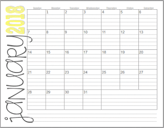 free printable 2018 monthly calendar