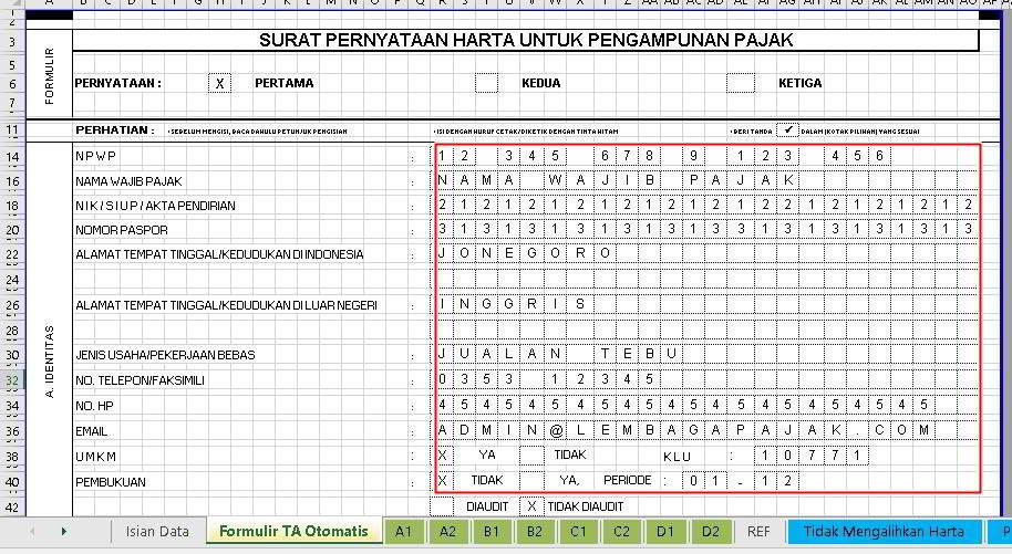 Formulir Tax Amnesty 2016 Update