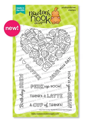 Newton's Nook Designs Heartfelt Coffee Stamp Set coordinates with the Heart Frames Die Set