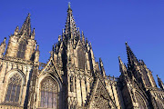 Gothic Cathedral. Montjuic. We must see in Barcelona Montjuic mountain from . (acatedral de barcelona)