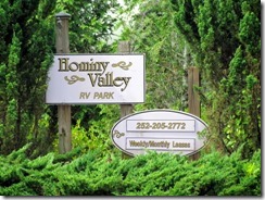 Hominy Valley RV Park roadside entry