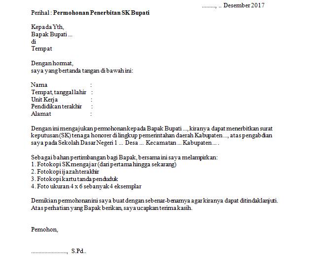 Surat Permohonan SK Bupati yang Baik dan Benar - Guru Loyal