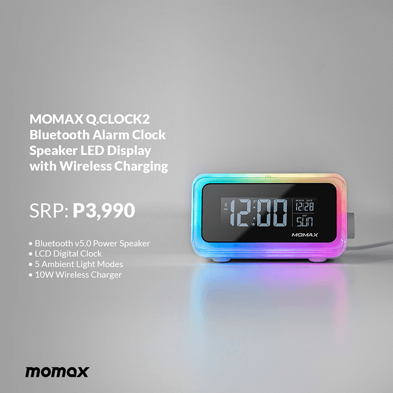 MOMAX Q.CLOCK 2 Bluetooth Alarm Clock with wireless charging