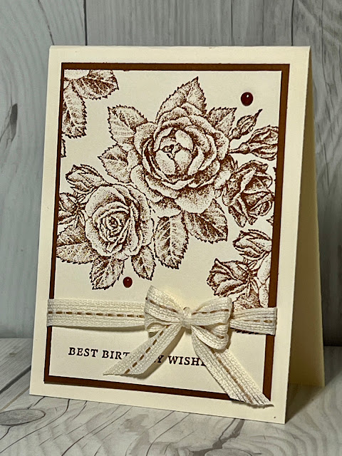 Handmade greeting card using Stippled Roses Stamp Set from Stampin' Up!