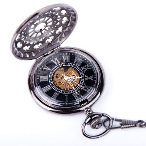 Skeleton Pocket Watch Chain Mechanical Hand Wind Half Hunter Antique Look Value Quality