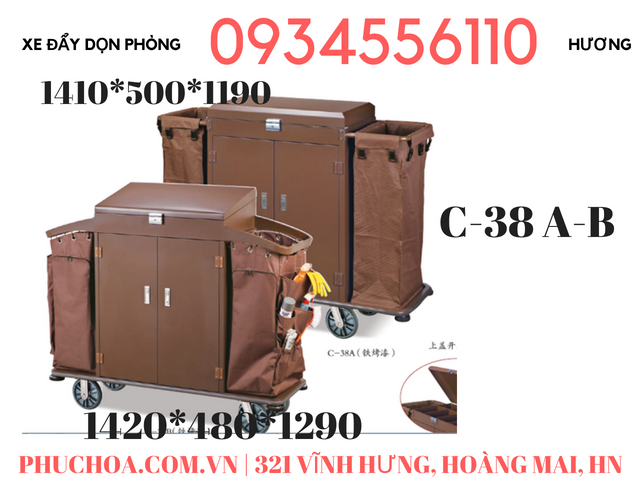 xe đẩy dọn phòng khách sạn C-38