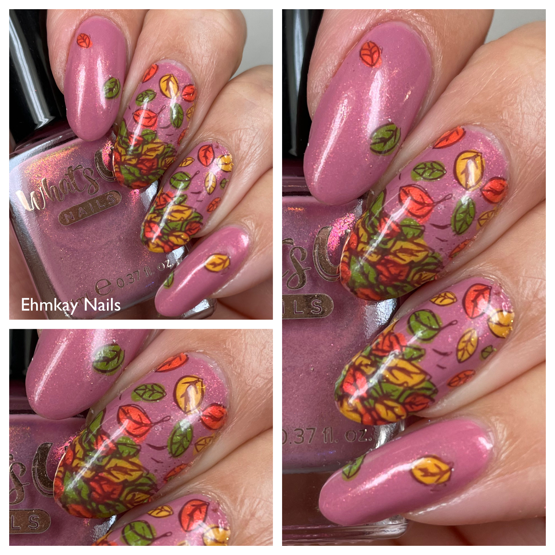 ehmkay nails: Autumn Reverse Stamping Nail Art with What's Up Nails