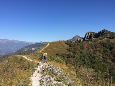 On the spine of the hill near Pizzo di Spino, view north of the Bergamasque Prealps.