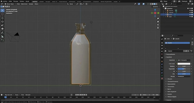 Botella de vidrio con contenido sin material.