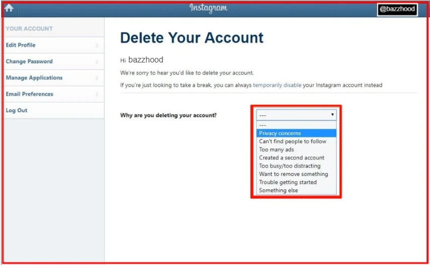 Why are you deleting your account?