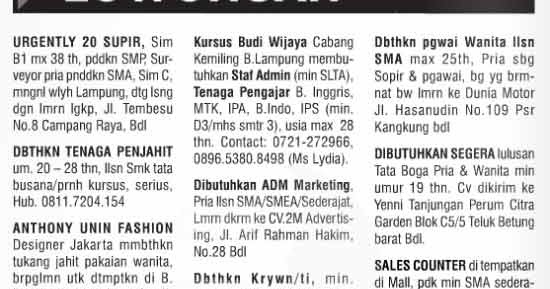 20+ Contoh Iklan Baris,Syarat-syarat Dan Perhitungan 