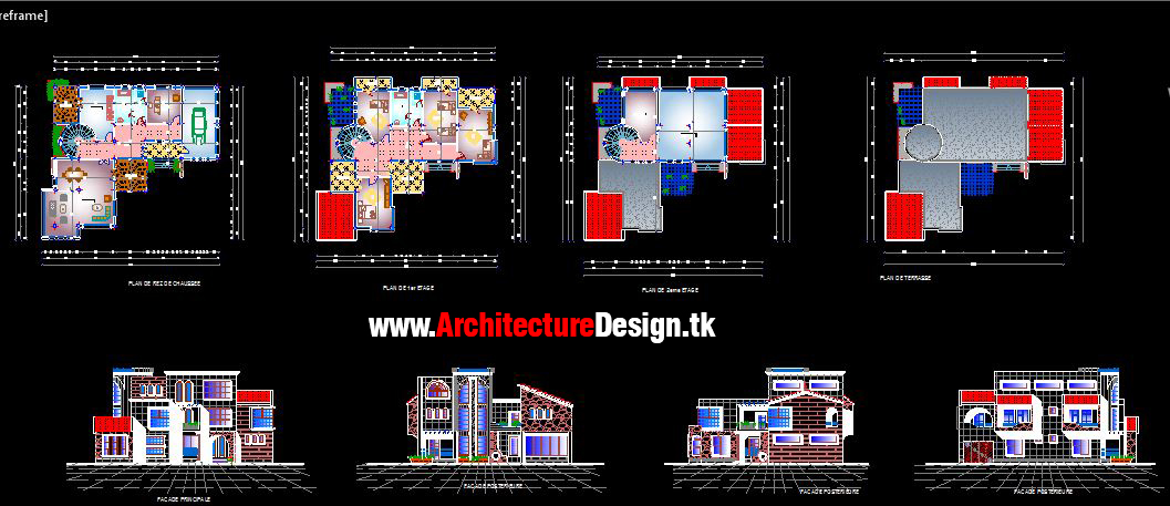  Free  3 Modern  Houses  Design  Dwg  02 Architecture Design  