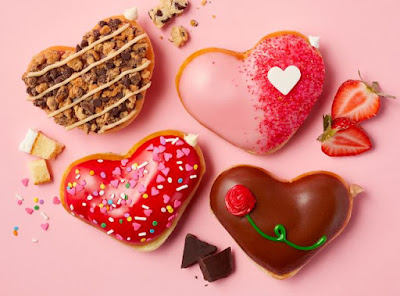 Krispy Kreme's 2024 heart-shaped Valentine's Day donuts.