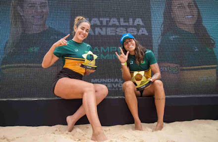 Natalia Guitler defende o bicampeonato mundial de futevôley no Brasil